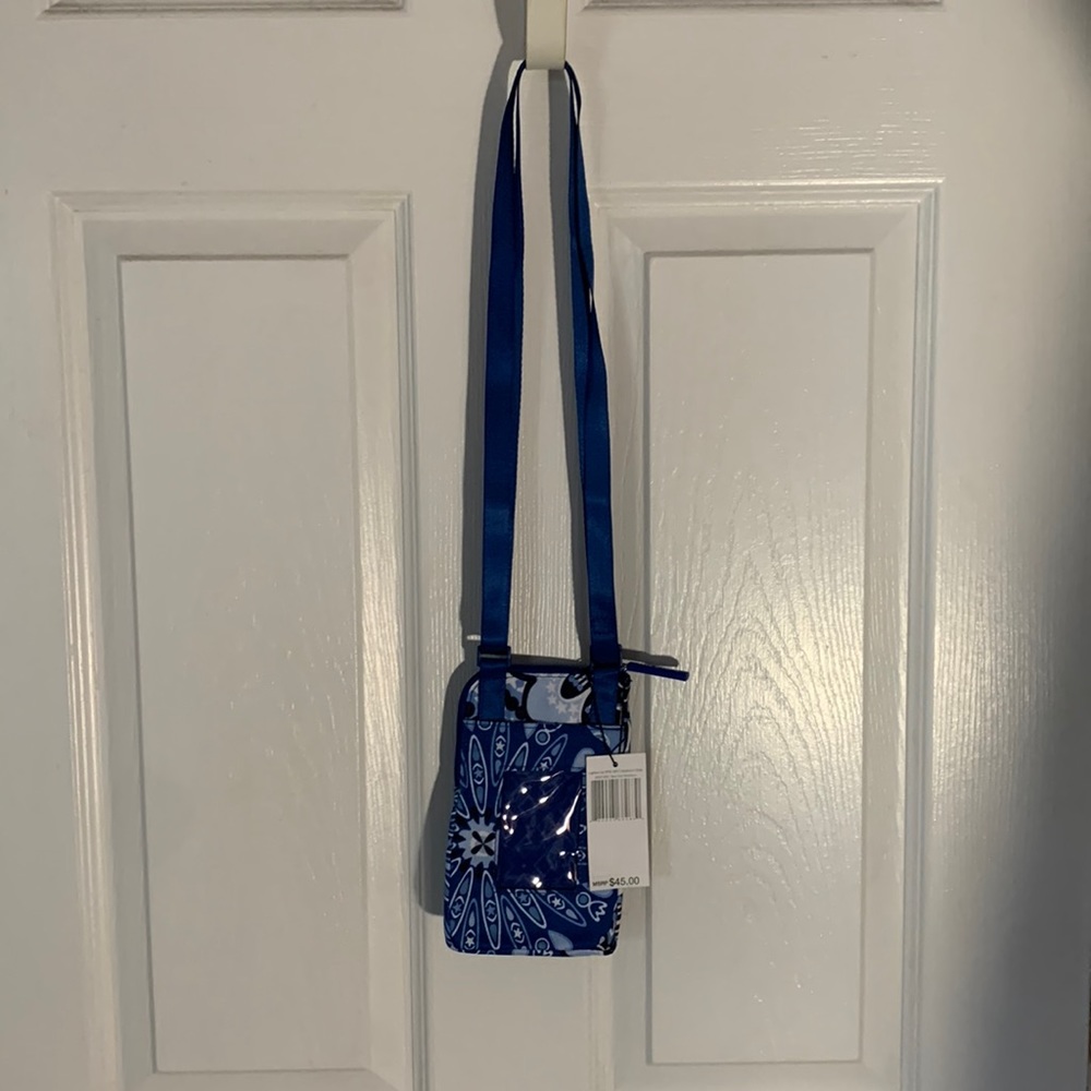 Vera Bradley Mini Cellphone Crossbody Bag NWT Blue Star Medallion